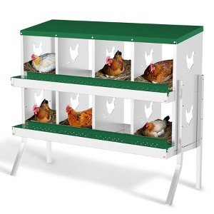 8-Hole Galvanized Chicken Nesting Box - Heavy Duty Egg Laying Box for Hens & Ducks | Rollout Egg Collection | Ventilated Design with Easy Access | - 1 of 4
