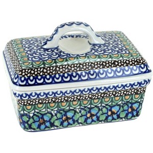 Blue Rose Polish Pottery 10 Ceramika Butter Tub - 1 of 3