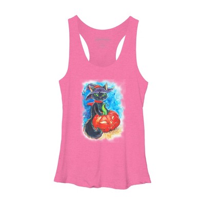 Women's Design By Humans halloween. the witch cat By POLINART Racerback Tank Top