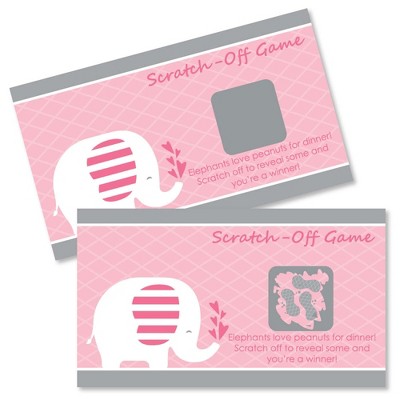 Big Dot of Happiness Pink Elephant - Girl Baby Shower or Birthday Party Game Scratch Off Cards - 22 Count