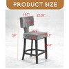 Counter Height Bar Stools Set of 2, Farmhouse Linen Fabric Upholstered Accent Chair Curved Backrest with Copper Nails around - Leovsnove - 4 of 4