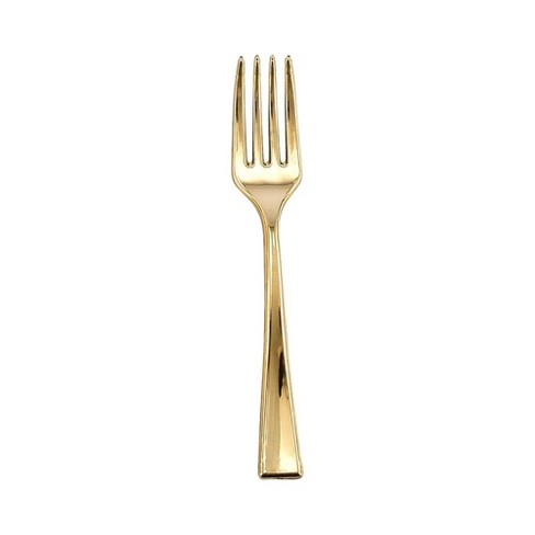 Smarty Had A Party Shiny Metallic Gold Mini Plastic Disposable Tasting Forks (600 Forks) - image 1 of 3