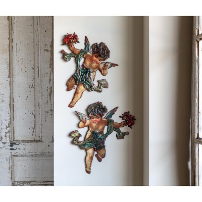  Park Hill Collection Christmas Cherub Metal Wall Piece 