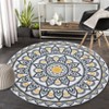 Indoor Soft Vintage Flower Round Area Rugs for Living Room Bedroom Washable Low Pile Non Slip Small Carpet Retro Room Decor - 2 of 4