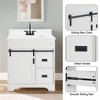 COMHOMA 30" Bathroom Vanity, Single Sink with Barn Doors & 2 Drawers, Ceramic Basin, White - 3 of 4