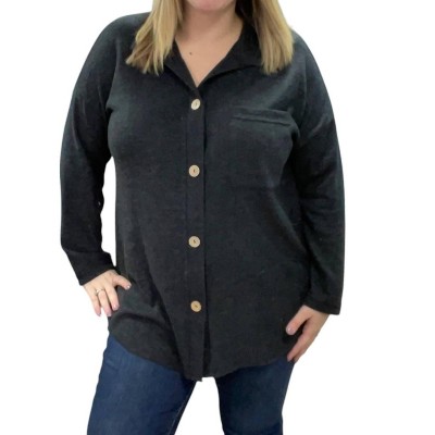 Women's Fleece Button Shirt Jacket - honeyme