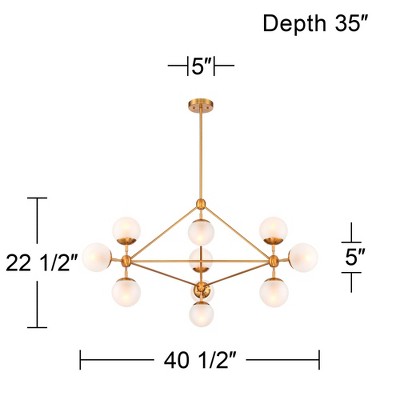 Soft Gold Mid-Century Modern Sputnik Chandelier with Frosted Glass Globes