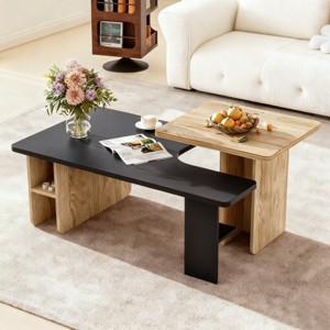 LIVAREEmlen Stylish Two-Tone Coffee Table Set with Storage, Minimalist Design - 1 of 4