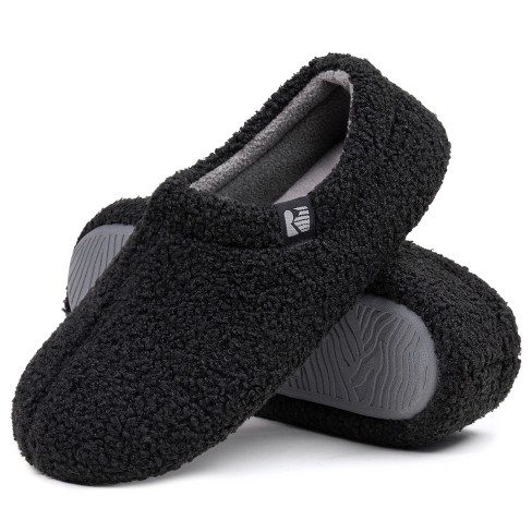 Women's Teddy Fleece Closed Back Slipper, Size 5-6 US Women, Black