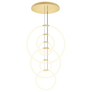 CWI Lighting,Hoops 6 Light LED Chandelier With Satin Gold Finish - 1 of 4
