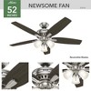Hunter 52" Newsome Lighted Ceiling Fan Brushed Nickel Finish, Medium Walnut Blades, 5 Blades, Pull Chain Control - 3 of 4
