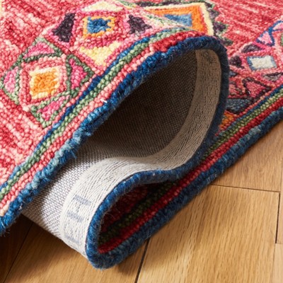 Handmade Red Tufted Wool Round Area Rug, 6' x 9'