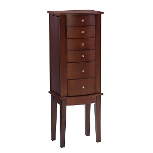 Francesca Traditional Wood 6 Lined Drawer Jewelry Armoire Merlot Brown - Powell - 1 of 4