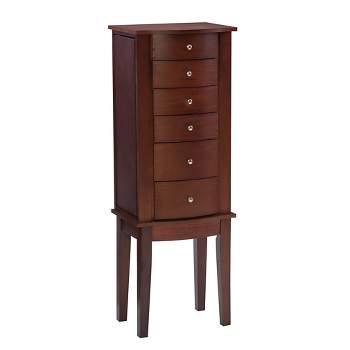 Francesca Traditional Wood 6 Lined Drawer Jewelry Armoire Merlot Brown - Powell