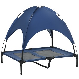 PawHut Elevated Portable Dog Cot Cooling Pet Bed With UV Protection Canopy Shade - 1 of 4