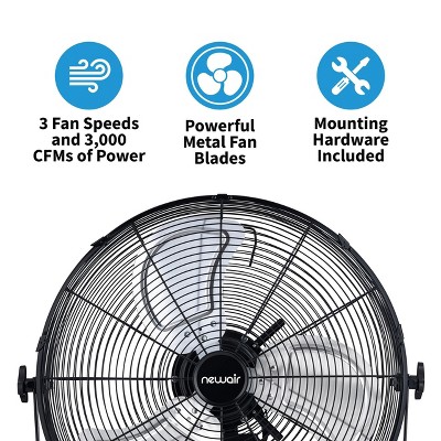 Newair 18" Black Steel Outdoor Wall Mounted Fan