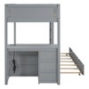 Bunk Bed with Trundle and Desk, Solid Wood Bunk Bed Frame with Storage Drawers and shelves for Kids Adults Bedroom - 2 of 4