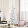 HOMCOM 5 FT Artificial Pencil Christmas Tree, Slim Xmas Tree with 294 Realistic Branch Tips and Foldable Metal Stand, White - 2 of 4