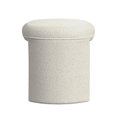 Cream Boucle Upholstered Rectangular Ottoman Foot Rest