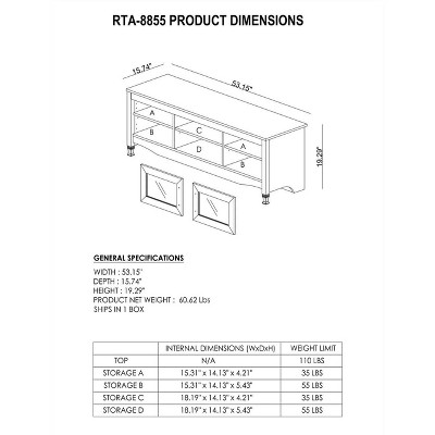 Driftwood Gray Premium MDF TV Stand with Cabinet for Up to 65" TVs