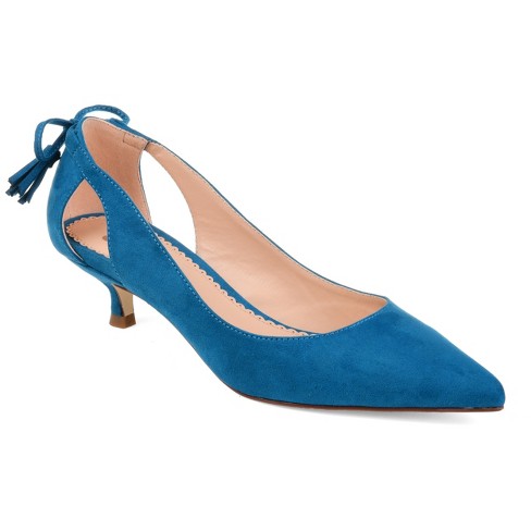 Teal kitten heel shoes sale