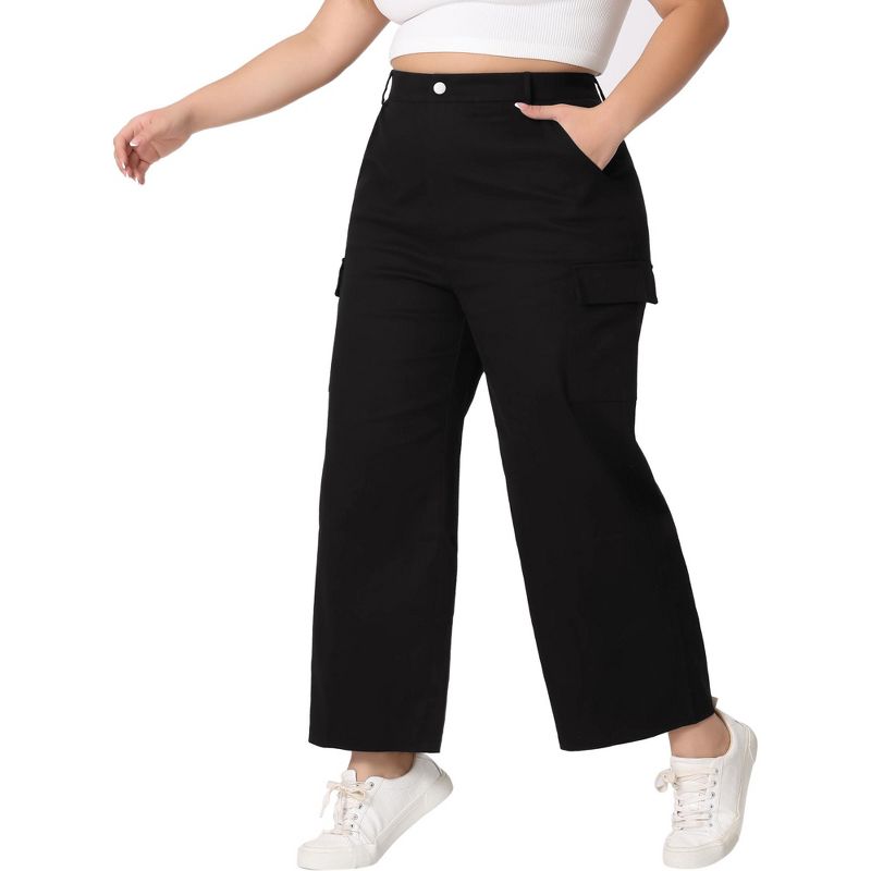 Agnes Orinda Women's Plus Size Elastic Waist Pockets Outdoor Workout Cargo Pants, 1 of 6
