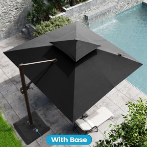Crestlive Products 10FT Square Double Top Offset Cantilever Umbrella with Base UV30+ Outdoor 360 Degree Rotation 6 Heights Adjustable Umbrella - 1 of 4