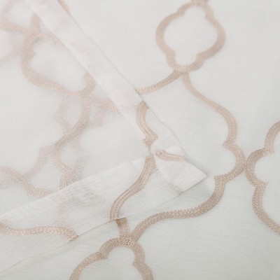 Sheer Geometric Lattice Curtain Set with 2 Panels and Rod Pockets by Blue Nile Mills