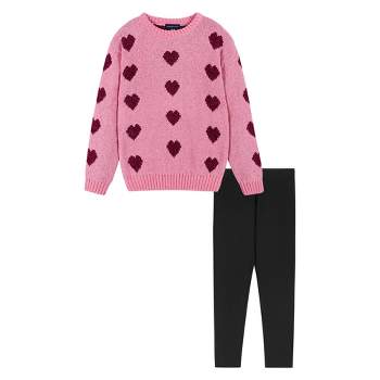 Andy & Evan  Toddler  Pink Hearts Sweater And Legging Set