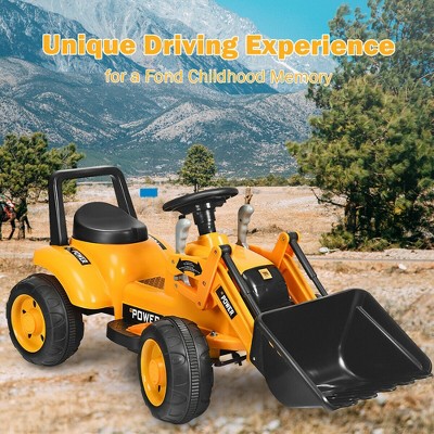 Yellow 6V Battery Powered Ride-On Excavator Tractor