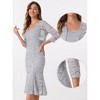 Allegra K Women's Wedding Guest Sleeveless Evening Lace Dress with Open Front Shrug 2 Pcs Outfits Sets - 2 of 4