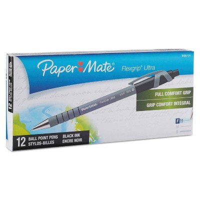 Paper Mate FlexGrip Ultra 12pk Ballpoint Retractable Pens Fine - Black Ink