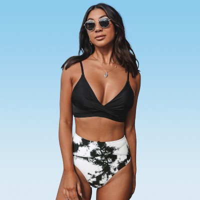 Women's High Waisted Swimsuits Two Piece Bathing Suits Ruffled Top