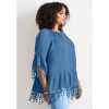 Avenue Women's Plus Size Crochet Fringe Trim Tunic - 4 of 4