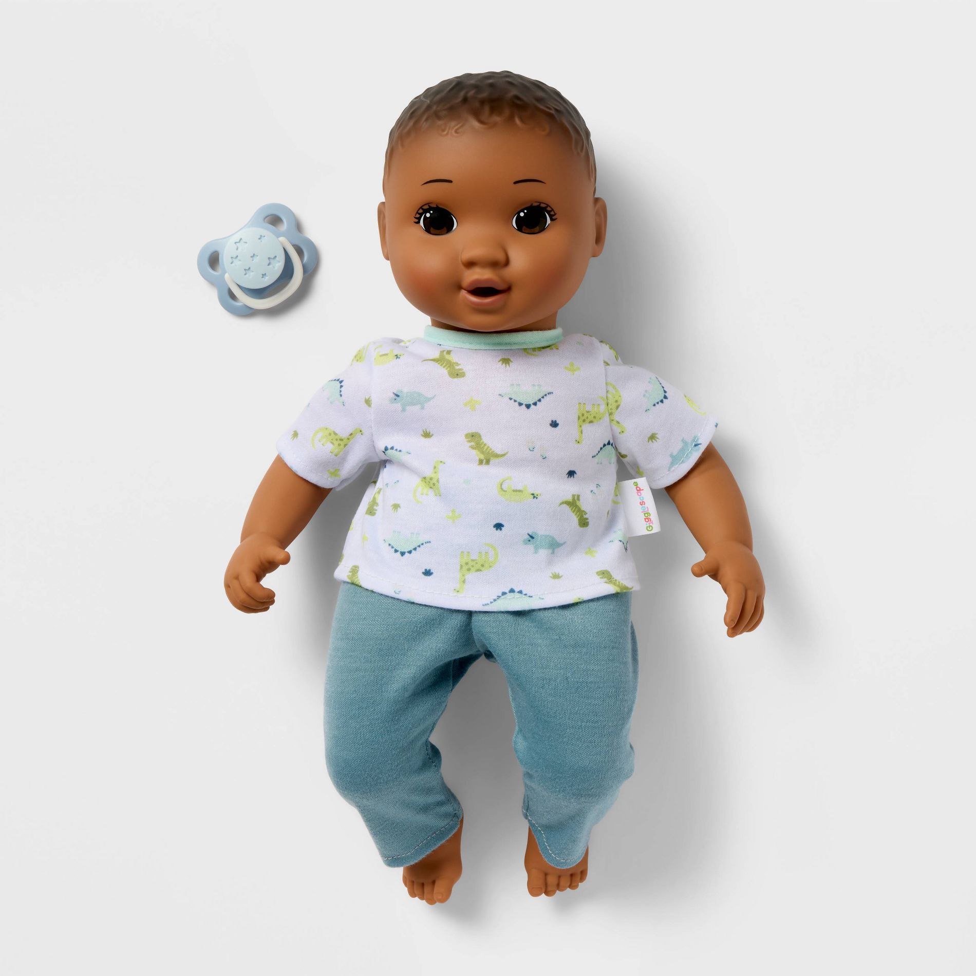 14" Boy Baby Doll - Dark Brown Hair + Brown Eyes - Gigglescape™