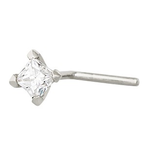 Jewelry Avalanche V-Prong Set Princess Cut Moissanite L-Shape Nose Stud, Solid 14K Gold, 22G - 1 of 4