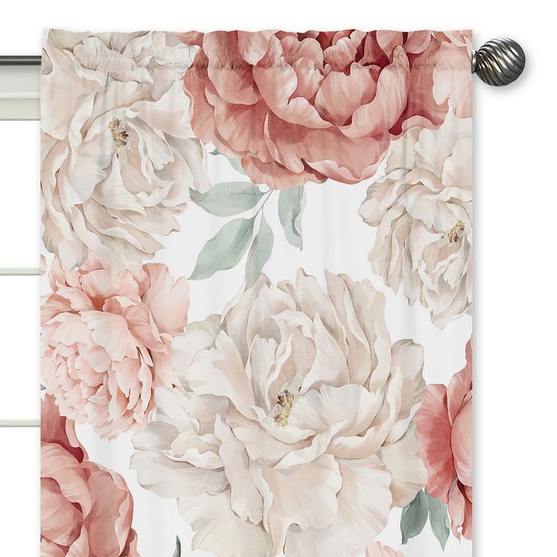 Sweet Jojo Designs Window Curtain Panels 84in. Peony Floral Garden Pink and Ivory, 3 of 6