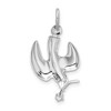 Black Bow Jewelry Sterling Silver and Cubic Zirconia Polished Dove with Branch Pendant - 3 of 4
