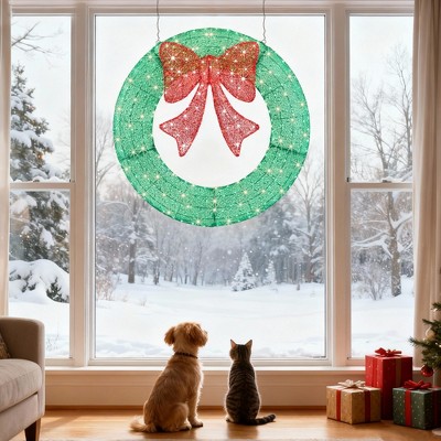 ChicFurnit Wreaths 48in Christmas Wreath Decoration Festive Bow Ornament for Home Door and Holiday Wall Display, Green, 47.24"*3.94"*47.24"