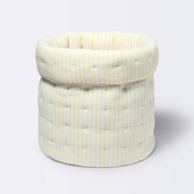 Photo 1 of 2 pack -Quilted Gauze Large Round Storage Bin - Cloud Island Yellow Stripe