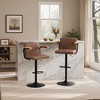 VECELO Bar Stools with Back & Armrest Set of 2/4, Counter Height Fabric/PU Leather Barstools Set with Tufted Upholstery & Footrest Ring - 2 of 4