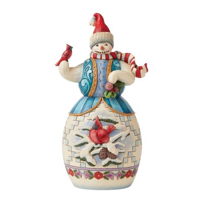 Jim Shore 9.5" Answering Winter's Call Snowman Cardinal  -  Decorative Figurines