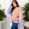 Anna-Kaci Women's Pastel Color Block Knit Cardigan with Button Closure and Long Sleeves - 2 of 4