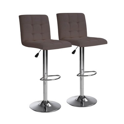 COMHOMA Bar Stools,  Modern PU Leather Swivel Adjustable Hydraulic Bar Stool Wide Base Square Counter Bar Stool Set of 2