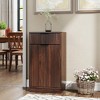 JANSNO 10-Gallon Woodgrain Tilt-Out Trash Can Cabinet with Wave-Textured Hideaway Drawer & Pull-Out Bin, Walnut - 3 of 4