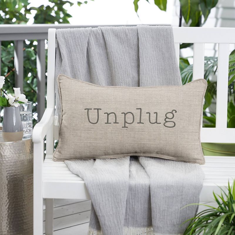 Indoor/Outdoor Unplug Embroidered Lumbar Throw Pillow - Sorra Home, 6 of 8