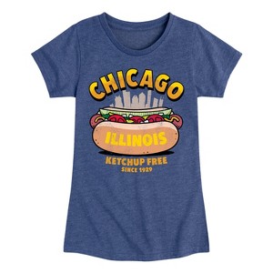 Girls' - Instant Message - Chicago Hot Dog Skyline Fitted Short Sleeve Graphic T-Shirt - 1 of 4