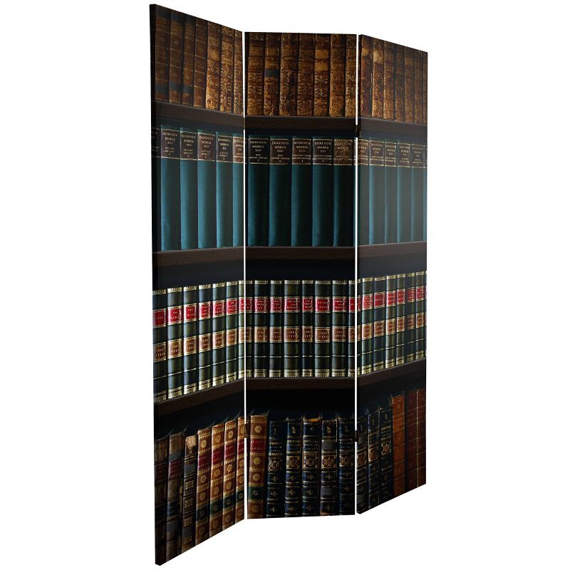 6&#34; Double Sided Library Canvas Room Divider, Brown - Oriental Furniture, Lightweight Spruce Frame, High Saturation Ink Print, No Assembly Required, 5 of 10