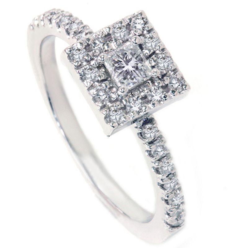 Pompeii3 1/2ct Princess Cut Diamond Diamond Engagement Ring 14K White Gold, 1 of 5