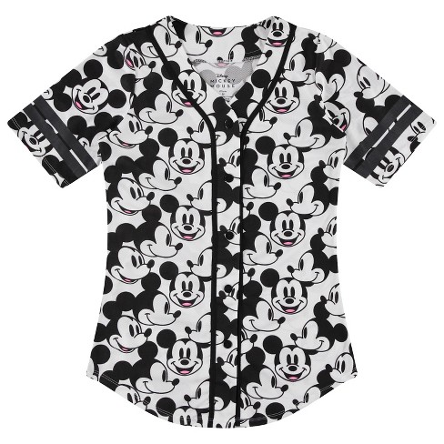 Ladies Mickey Mouse Fashion Shirt - Mickey & Minnie Mouse Baseball Jersey - Disney Mickey Mouse Button Down Baseball Jersey - image 1 of 4